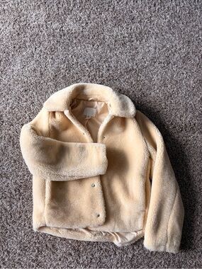 H&M Cream Faux Shearling Puffer Jacket